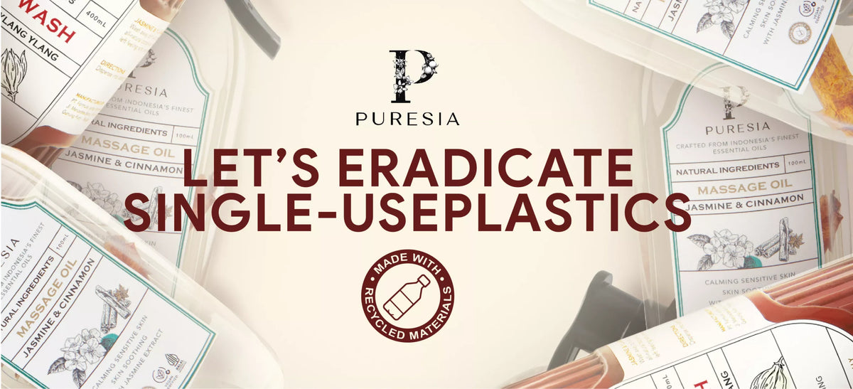 PURESIA campaign banner: Let's eradicate single-use plastics