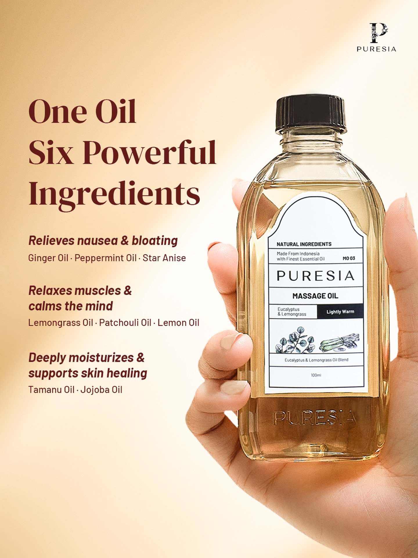 Looking for a total body reset?Our Eucalyptus & Lemongrass Massage Oil blends six powerful ingredients to soothe your body from the inside out. Experience deep moisture and pure comfort with every single drop ☘️✨#puresia #puresiahealingrituals #healingrituals #massageoil #massagebody
