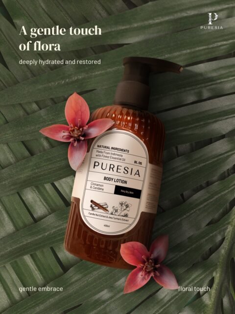 A gentle touch of flora to restore your skin’s natural radiance. Indulge in the rich blend of cinnamon, sandalwood, candle nut, and Java turmeric crafted to deeply hydrate and nourish very dry skin.Let nature embrace you daily 🌿✨ #bodycareroutine #bodylotion #puresia #naturalingredient